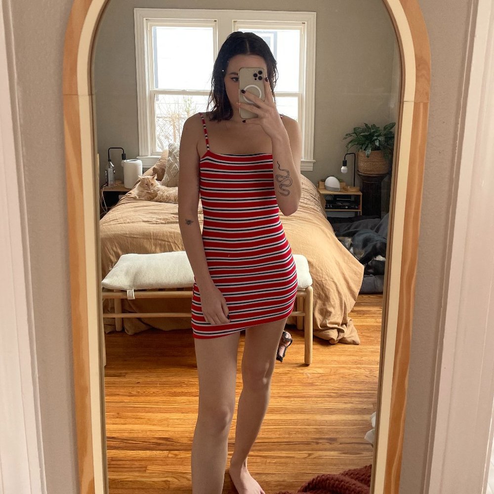 Red striped cami dress